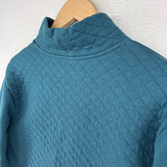 LL BEAN Sweatshirt Womens S Diamond Quilted Mockneck Pullover Blue - Picture 10 of 14